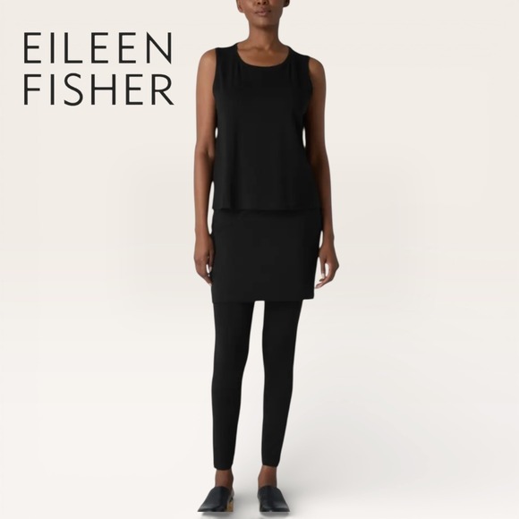 EILEEN FISHER Skirted Leggings Black Size Large - Picture 4 of 8